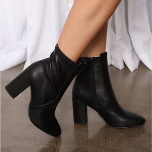 Fashion Nova Black Faux Leather Booties